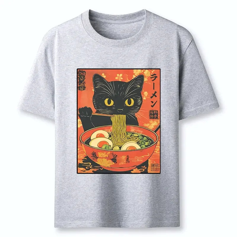 Kyoto-Lion Hungry Black Cat Loves Ramen Classic T-Shirt
