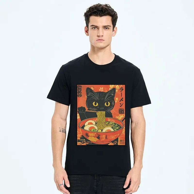 Kyoto-Lion Hungry Black Cat Loves Ramen Classic T-Shirt