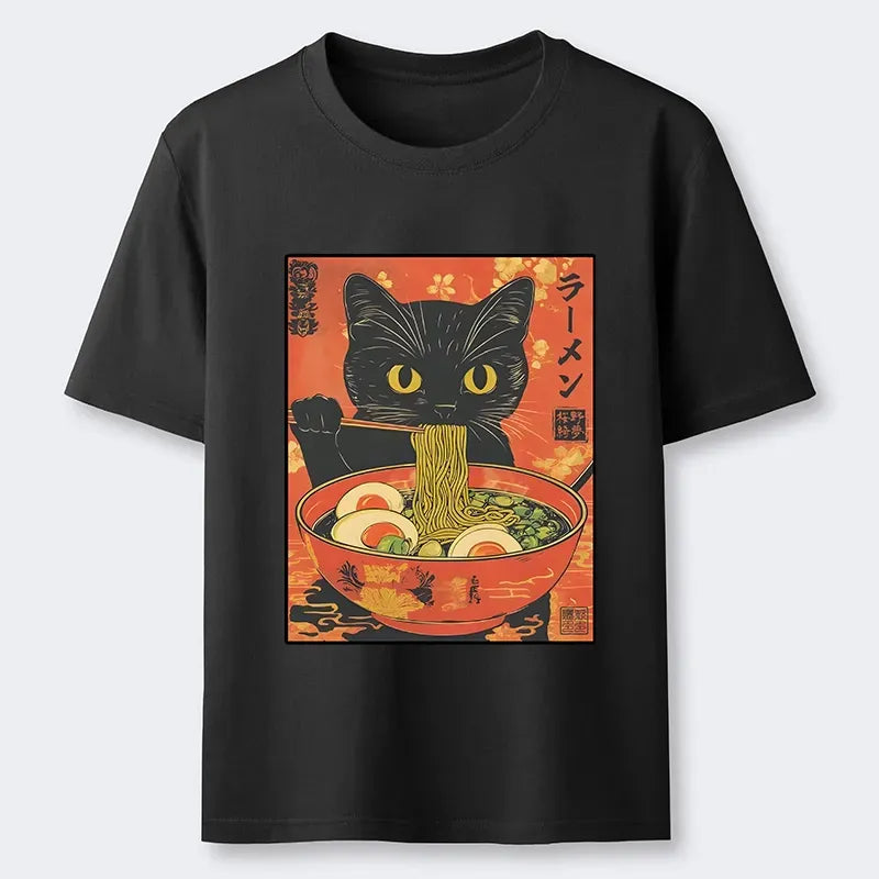 Kyoto-Lion Hungry Black Cat Loves Ramen Classic T-Shirt