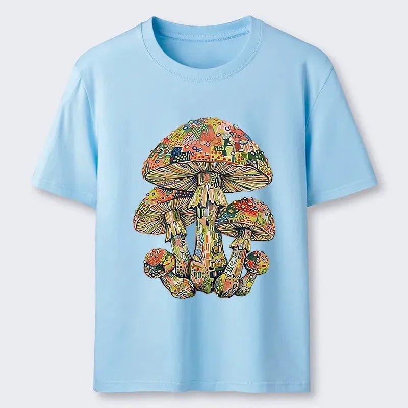 Kyoto-Lion Rainbow Mushroom Tee for Daily Wear