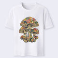 Kyoto-Lion Tiny Black Cat Under Wild Rainbow Mushrooms Classic T-Shirt