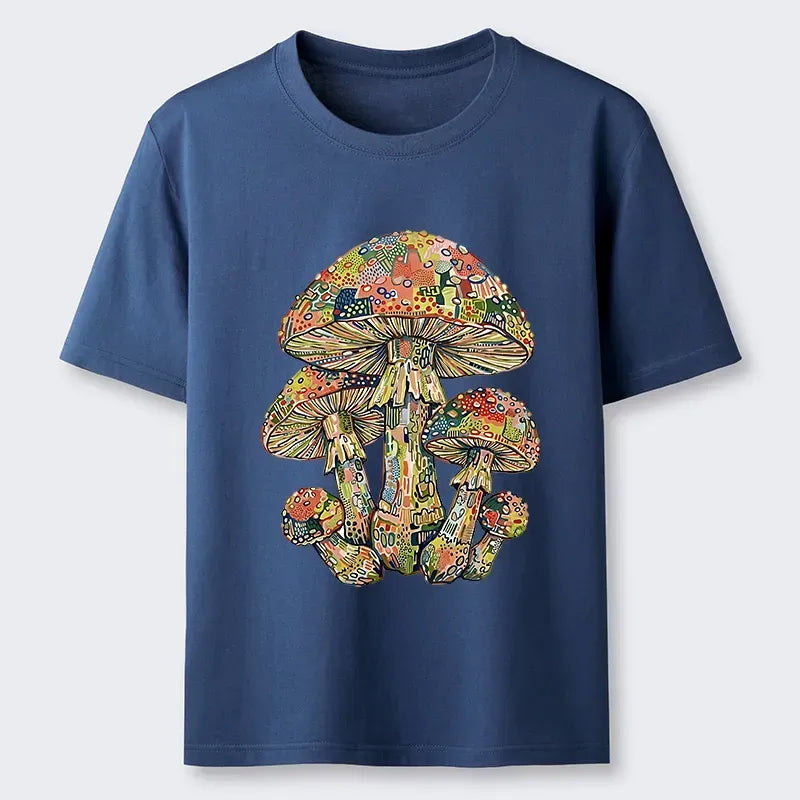 Kyoto-Lion Rainbow Mushroom Tee for Daily Wear