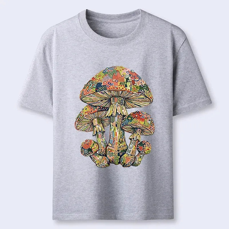 Kyoto-Lion Rainbow Mushroom Tee for Daily Wear