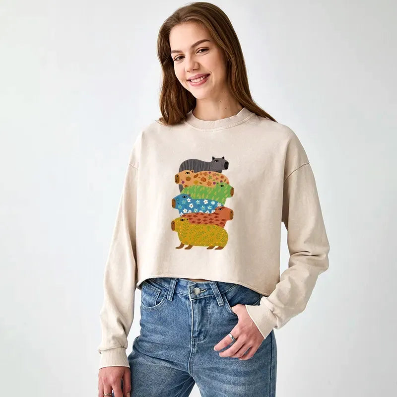 Japanese Washed Capybara Sweatshirt for Summer