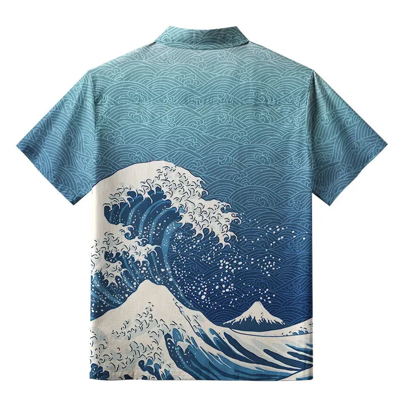 Kyoto-Lion The Great Wave Off Fuji Button-up Shirt