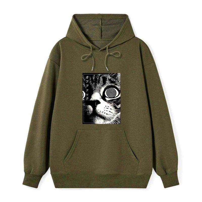 japanese scary cat hoodie for streetwear