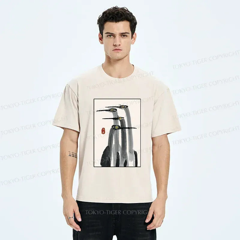 Japanese Crane Washed Unisex T-Shirt