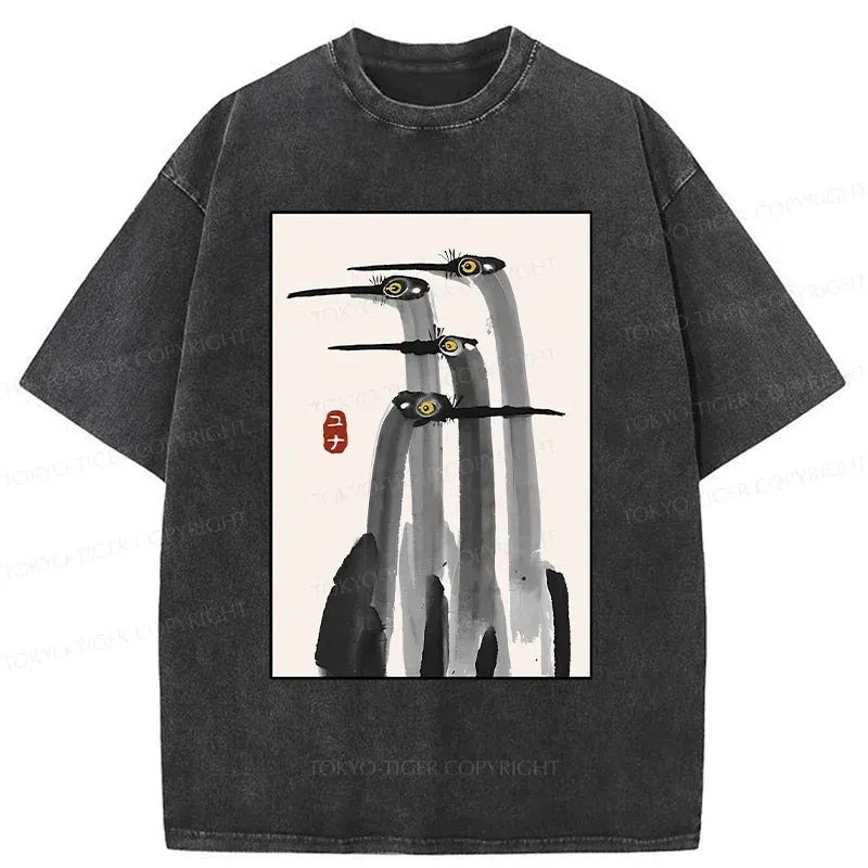 Kyoto-Lion Japanese Crane Poster Washed T-Shirt
