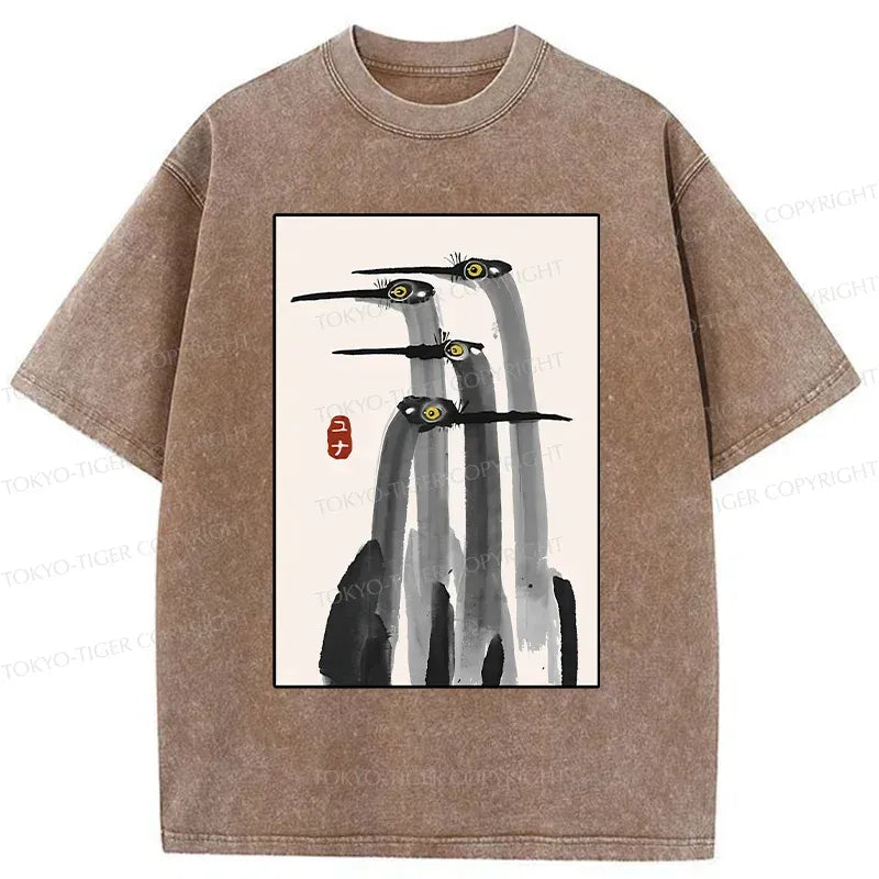 Vintage Japanese Crane T-Shirt Gift for Him