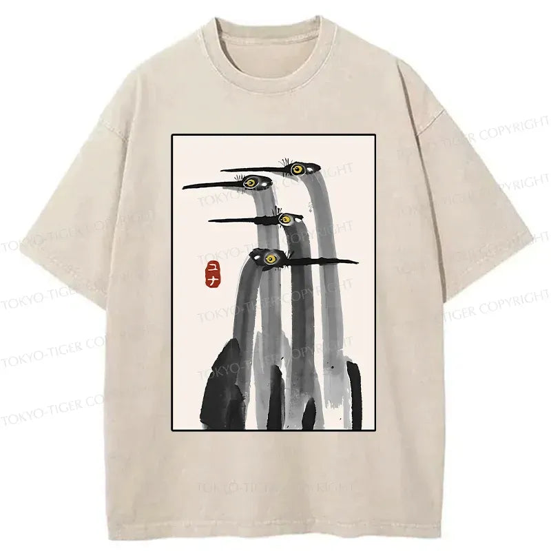 Kyoto-Lion Japanese Crane Poster Washed T-Shirt