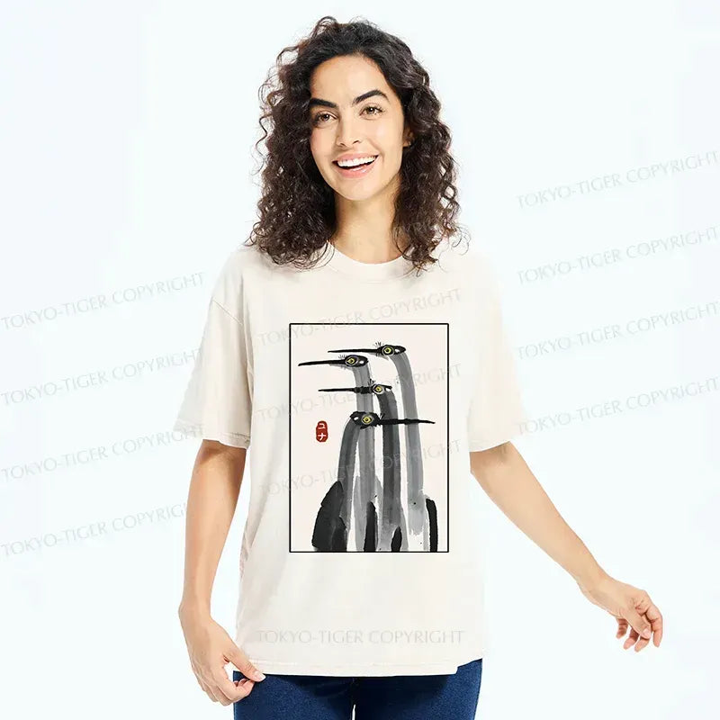 Kyoto-Lion Japanese Crane Poster Washed T-Shirt