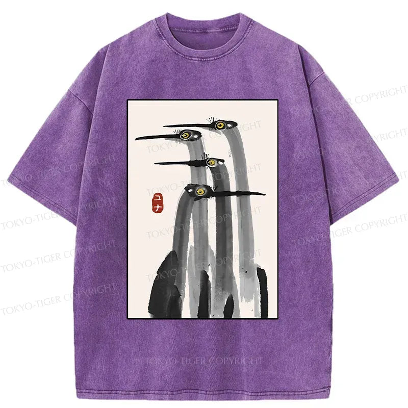 Vintage Japanese Crane T-Shirt Gift for Him