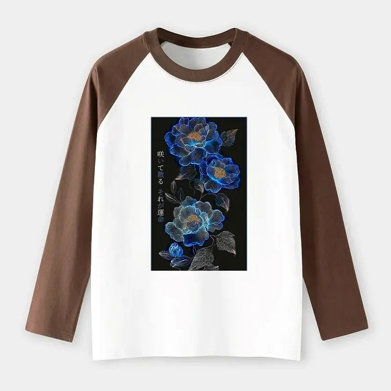 Kyoto-Lion The Sea Of Flowers In The Darkness Raglan Long Sleeve T-shirt