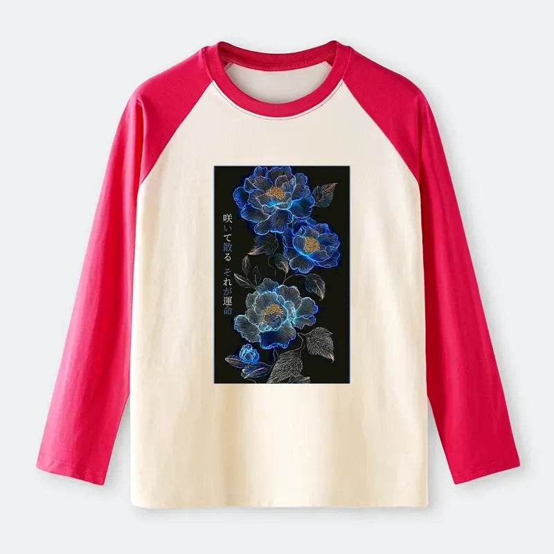 Kyoto-Lion The Sea Of Flowers In The Darkness Raglan Long Sleeve T-shirt