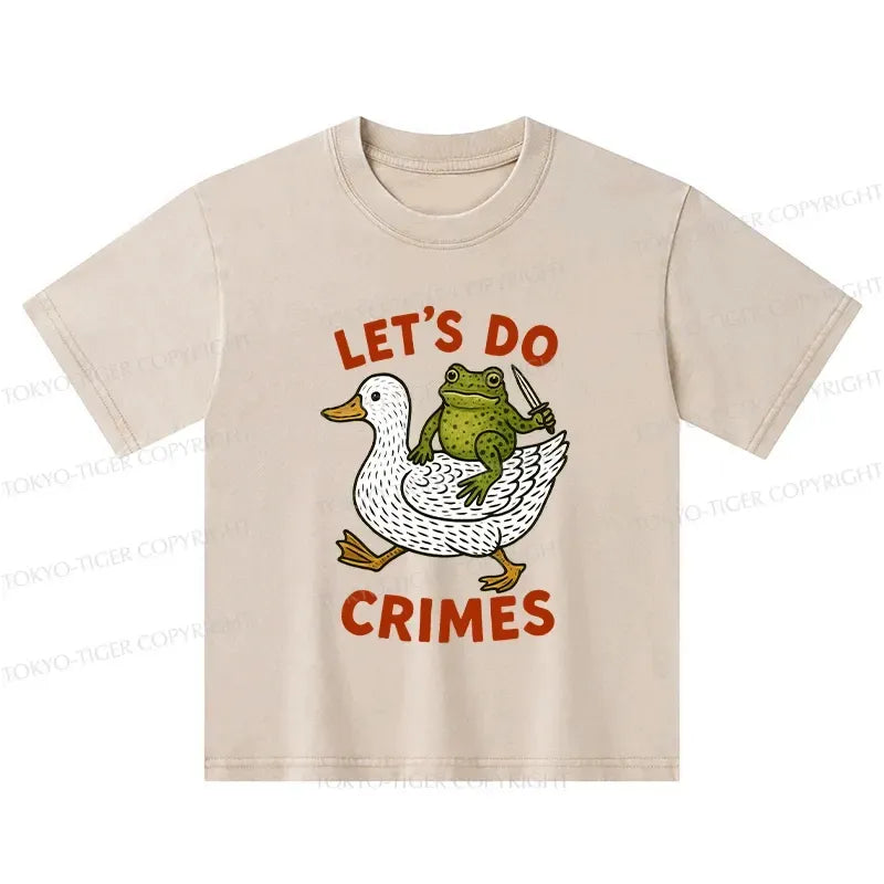 Kyoto-Lion Frog Ready To Commit Crime Kids Washed T-Shirt