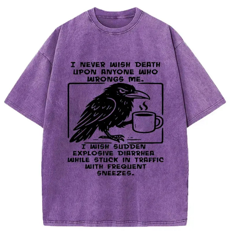 Unisex cotton t-shirt with raven design