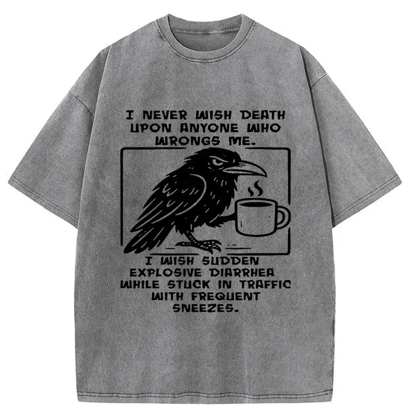 Kyoto raven washed t-shirt for daily wear