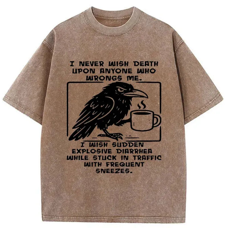 Unisex cotton t-shirt with raven design