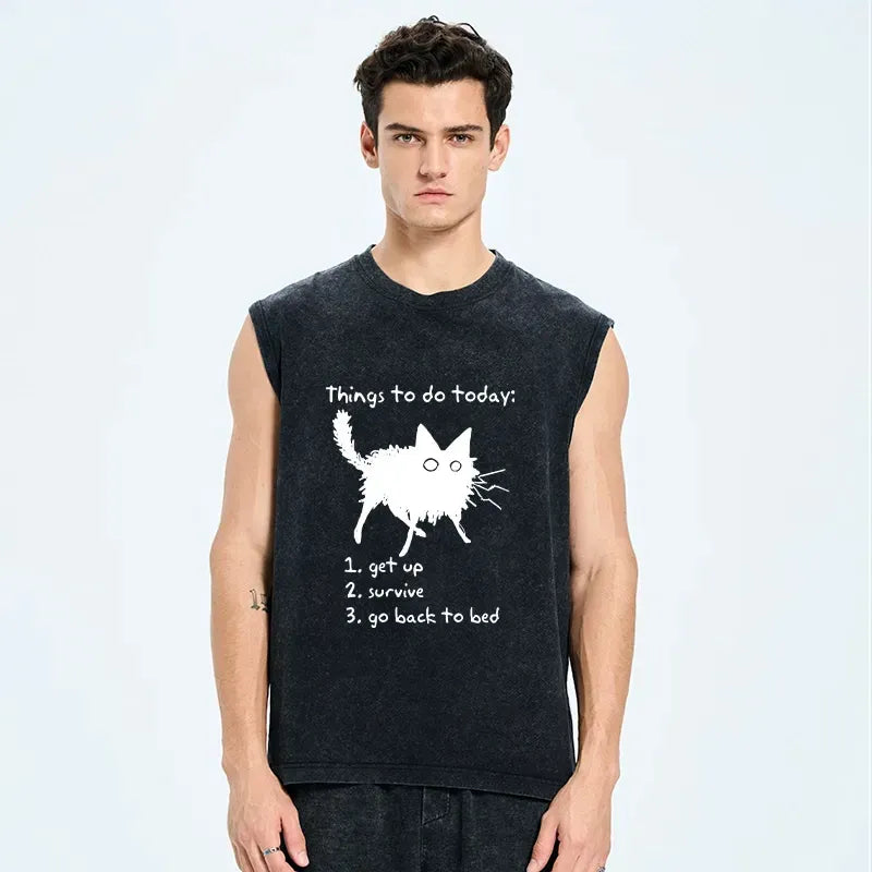 Japanese Lazy Cat Sleeveless Tank for Weekend