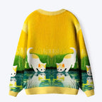 Kyoto-Lion Sunny Adventures Of Two Curious Cats Ugly Cardigan Sweater
