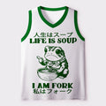 Kyoto-Lion Cute Frog£ºLife Is Soup I Am Fork Mesh Tank Top