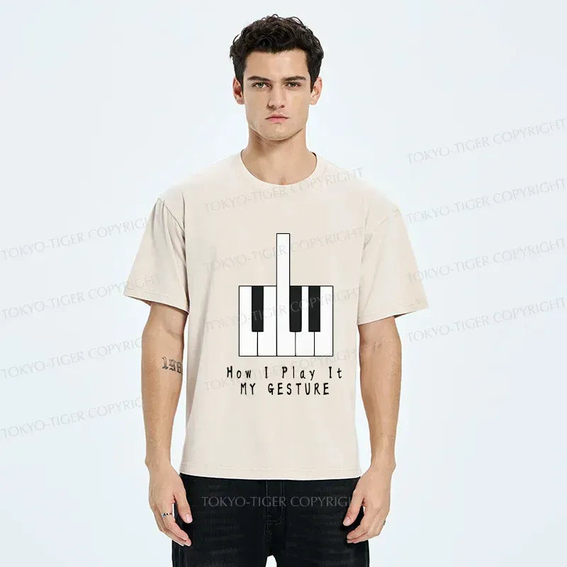 Unisex cotton t-shirt with piano gesture