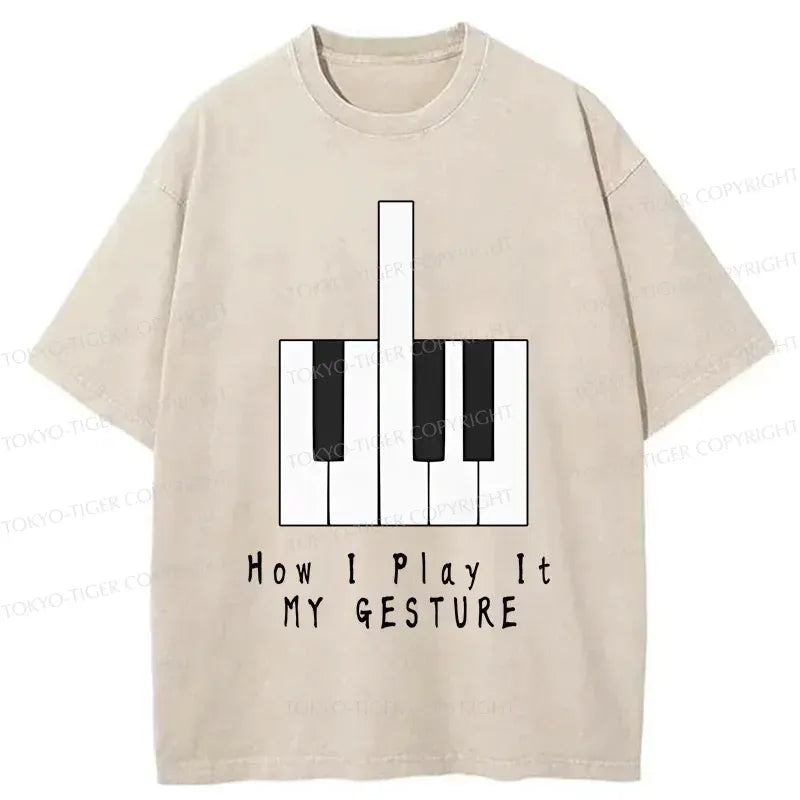 Kyoto-Lion Piano Gesture Washed T-Shirt