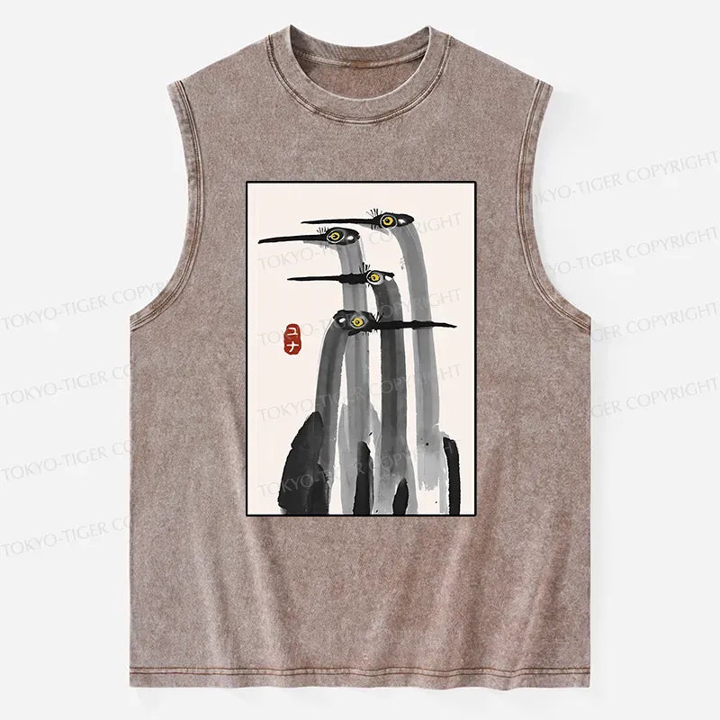 Unisex Cotton Tank with Japanese Poster Print