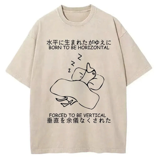 Kyoto-Lion Born To Be Horizontal Washed T-Shirt