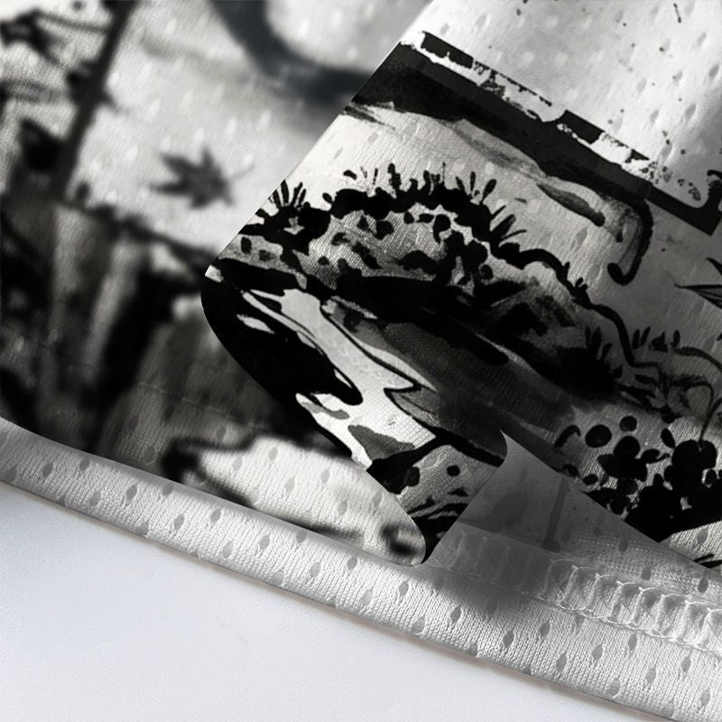 Kyoto-Lion Ink Painting:Retro Cat Samurai Japanese Mesh Jersey