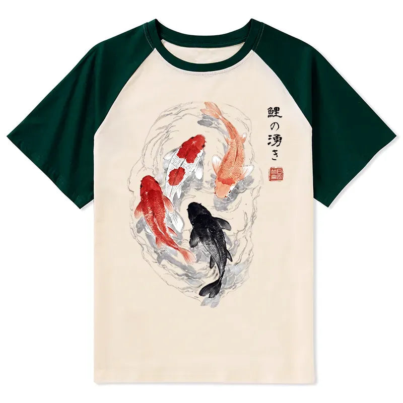 Traditional Ink Style Koi Tee for Summer