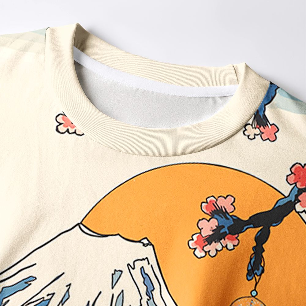 Kyoto-Lion Cat Looking At The Great Wave Eco-Friendly Long Sleeve T-Shirt