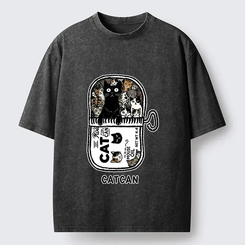 Cute Cats Washed T-Shirt for Summer
