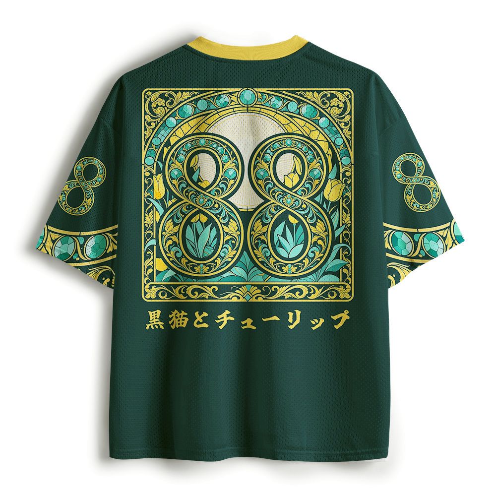 Kyoto-Lion Black Cat Tulip Mesh Jersey