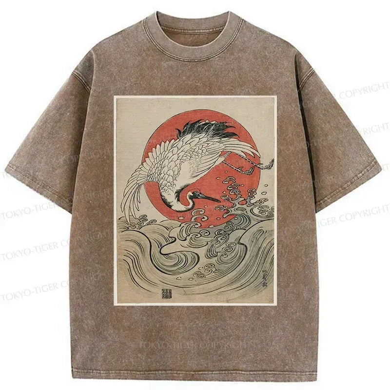Japanese Vintage Crane Waves T-Shirt