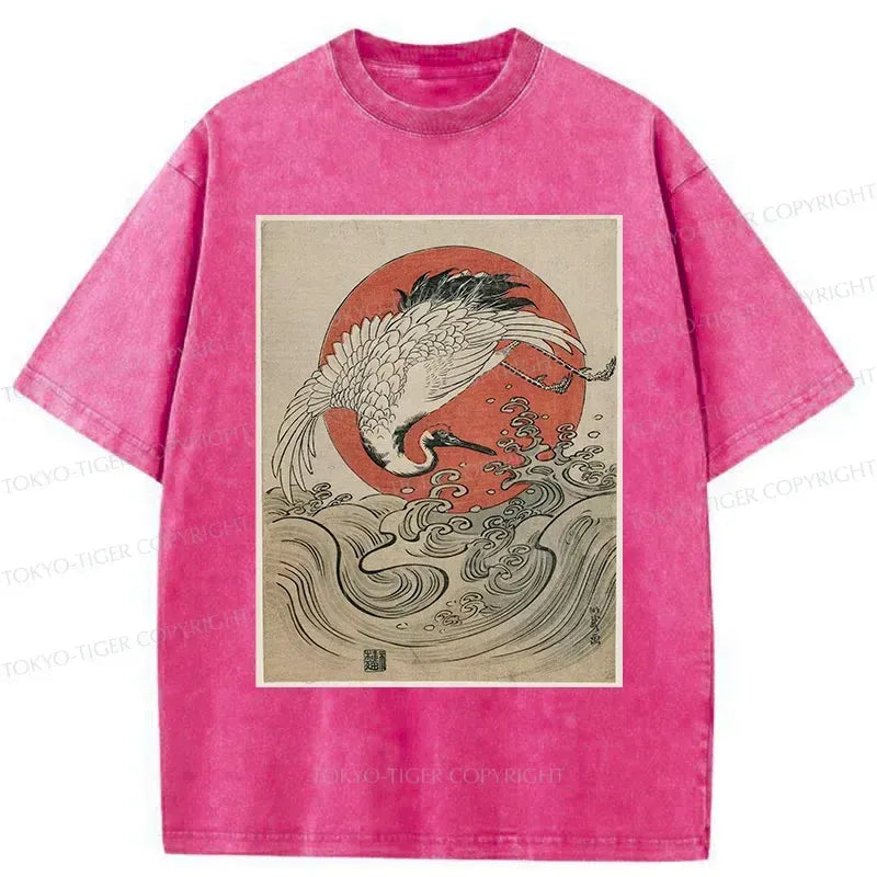 Crane and Waves Washed T-Shirt
