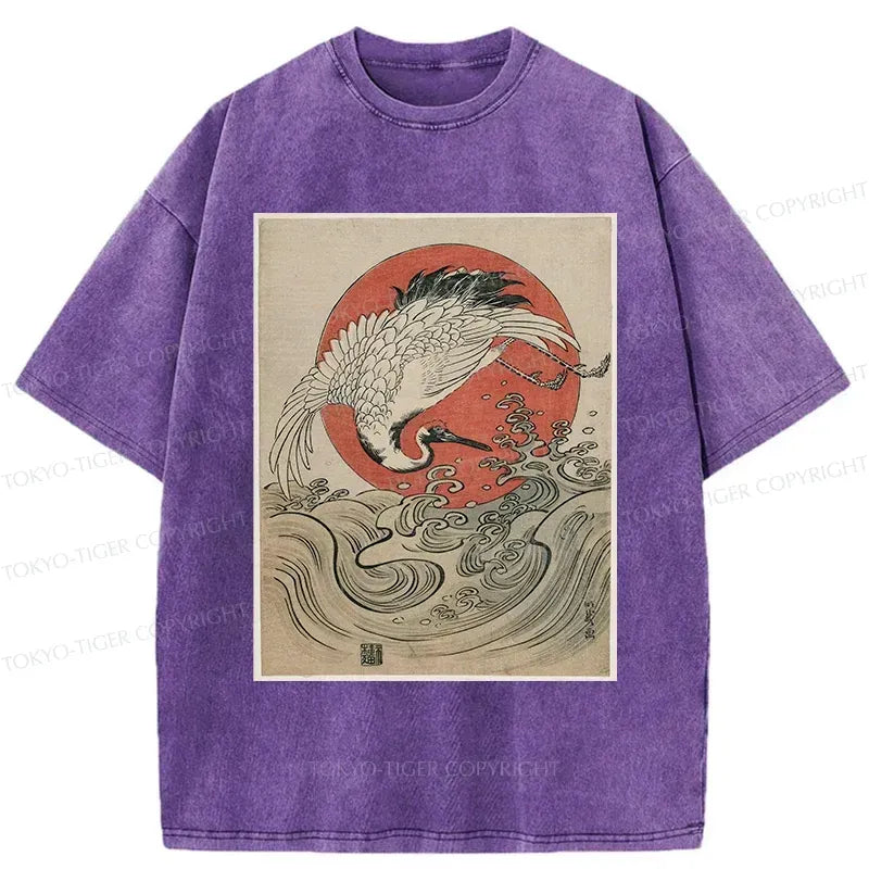 Crane and Waves Washed T-Shirt
