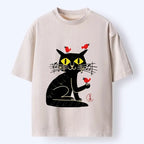 japanese vintage cat t shirt free shipping