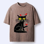 japanese vintage cat t shirt free shipping