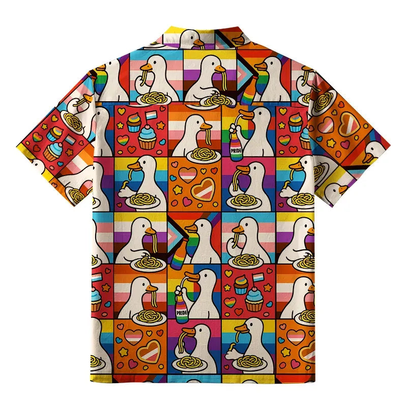 Funny Goose Eat Spaghetti Hawaiian Shirt