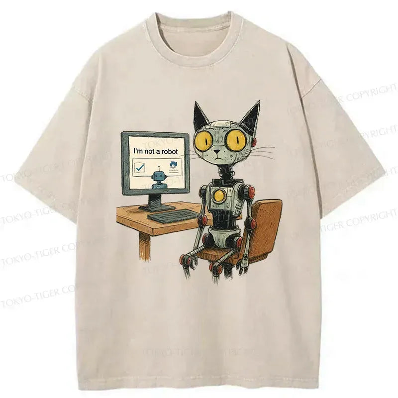 Japanese Robot Cat T-Shirt for Streetwear