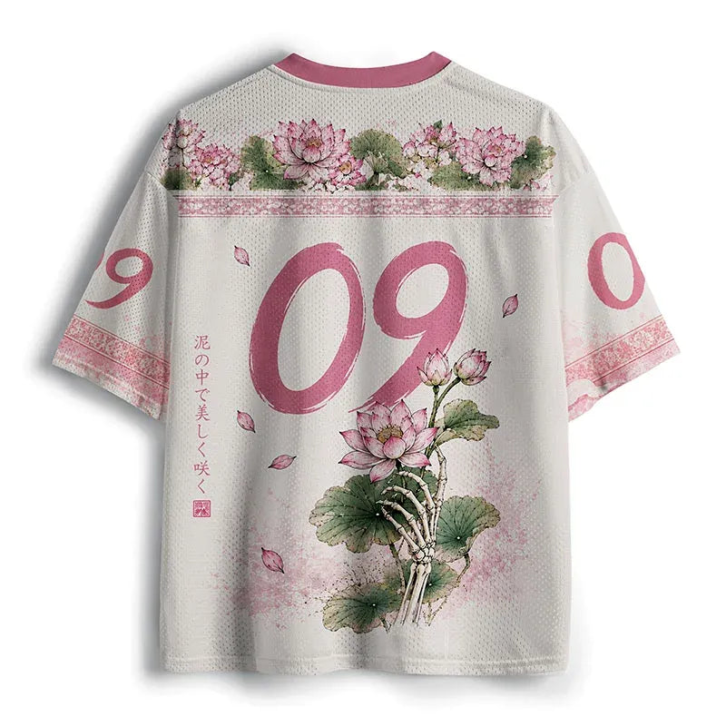 Kyoto-Lion Skull And Lotus Turned Into Mud Mesh Jersey