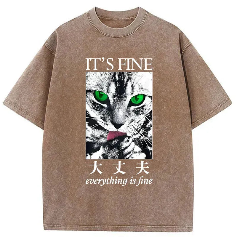 Ukiyo-e Cat Design T-Shirt Trendy Gift