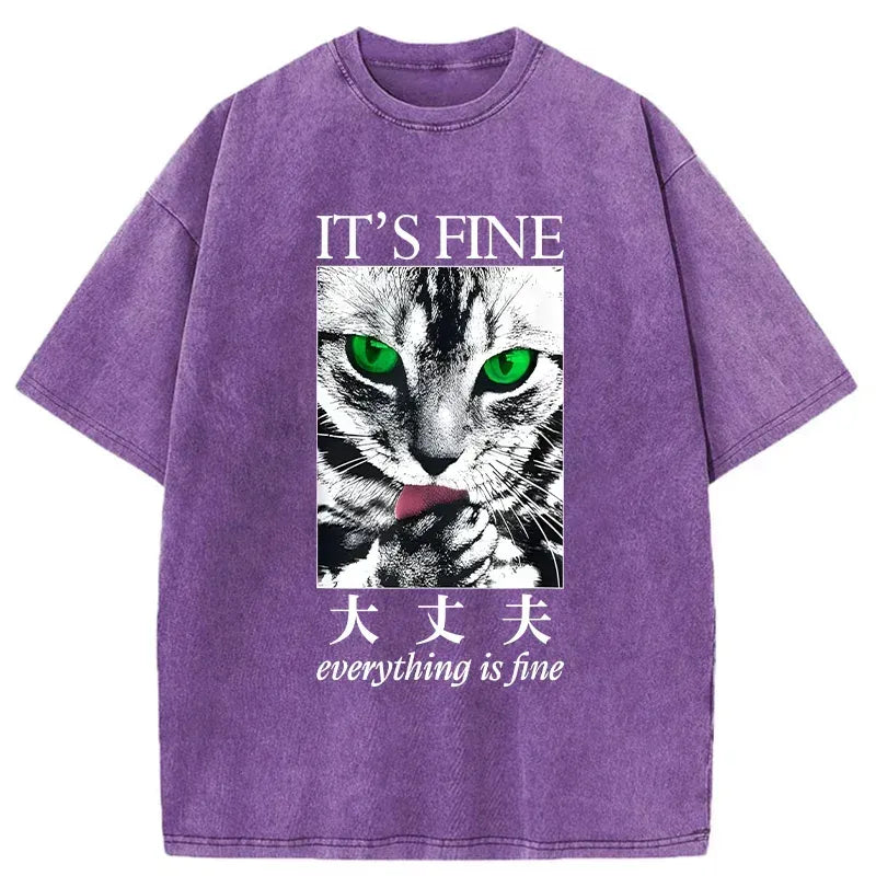 Kyoto-Lion Cat Is Fine Washed T-Shirt