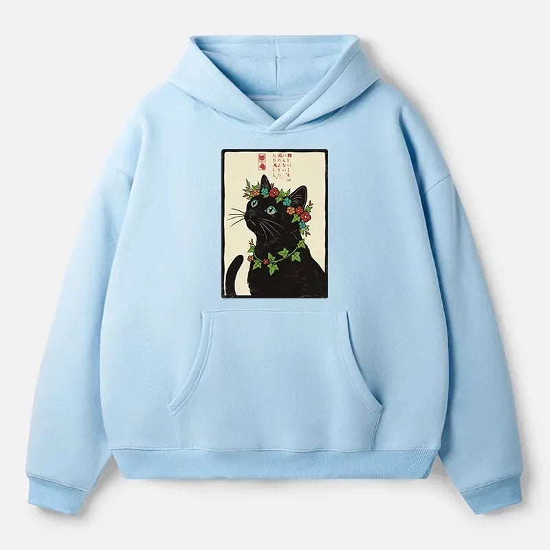 Kyoto-Lion The Flower-Crowned Cat Adult Fleece Hoodie