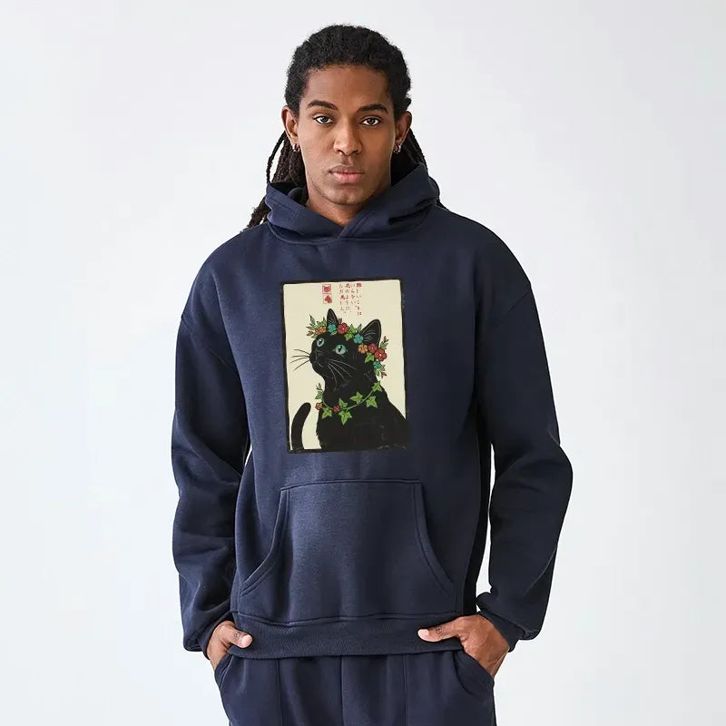 Kyoto-Lion The Flower-Crowned Cat Adult Fleece Hoodie
