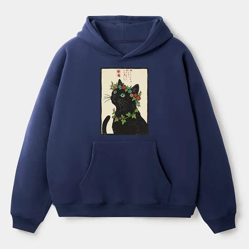 Japanese Vintage Cat Hoodie Streetwear