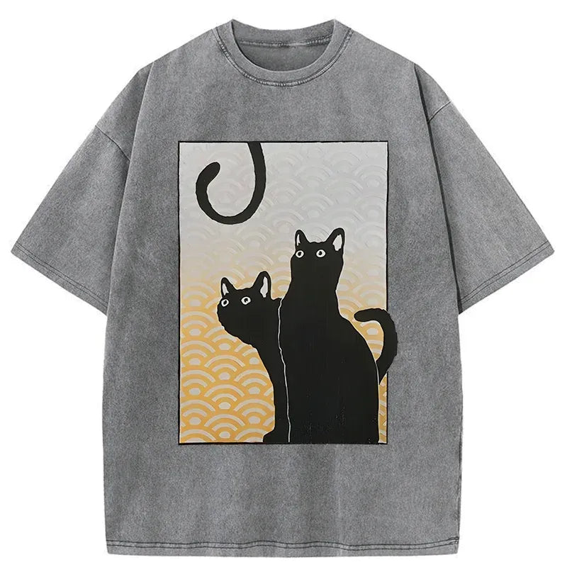 unisex black cat t-shirt for gift