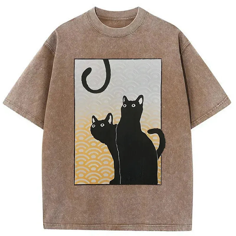 comfortable Japanese streetwear cat tee