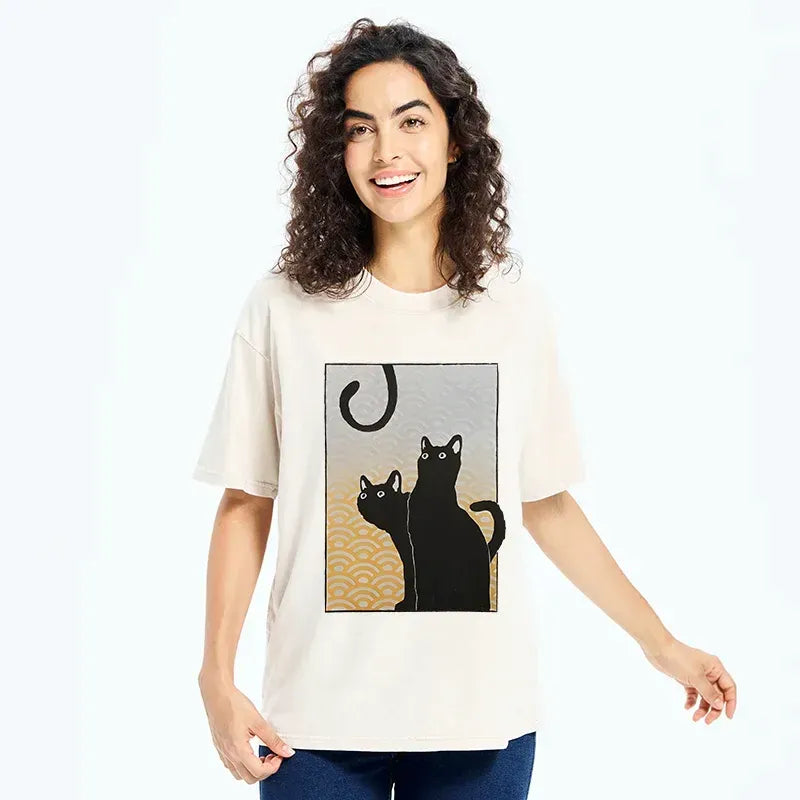unisex black cat t-shirt for gift